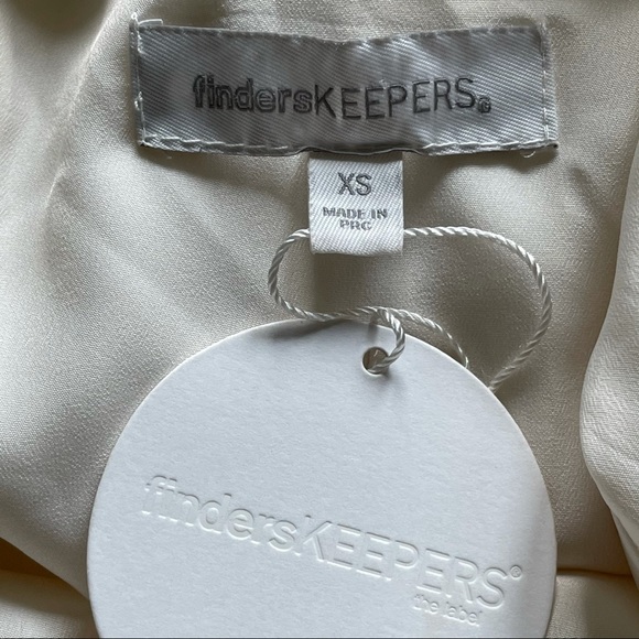 Finders Keepers Turning Tables Long Sleeve Deep V Back White Mini Dress - Picture 12 of 15